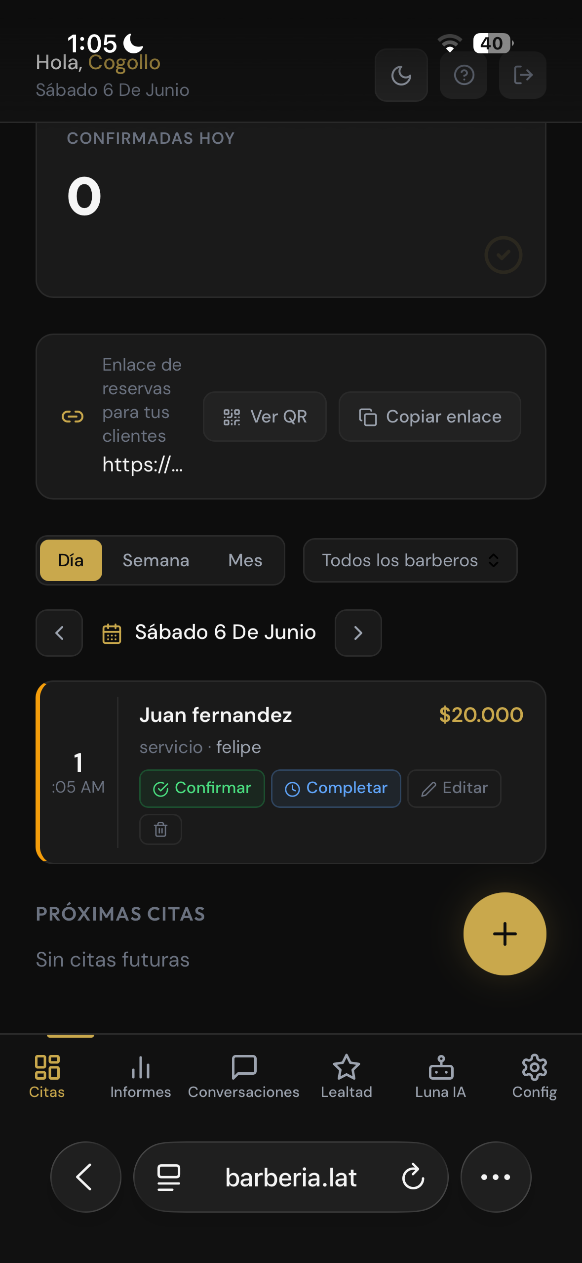 App móvil — citas